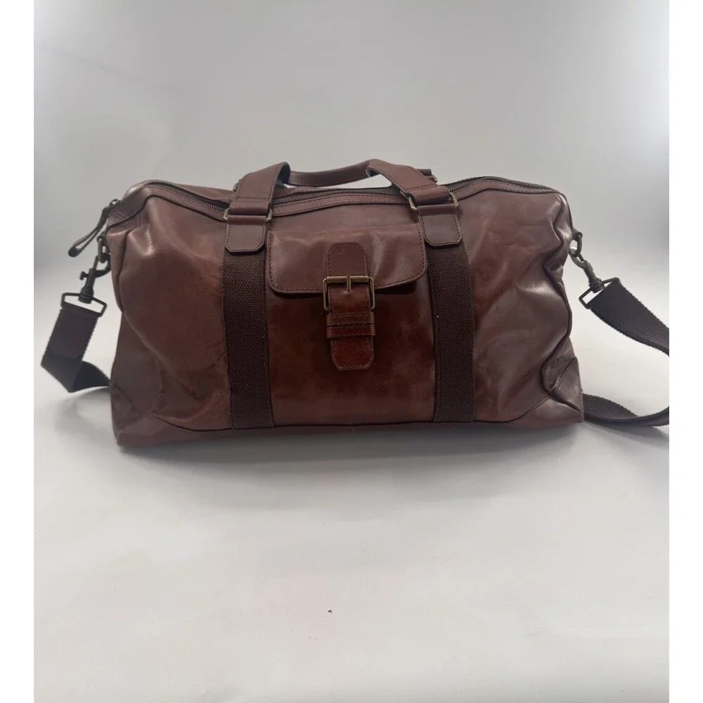 Wilsons Leather Vintage Brown Duffle Travel Bag Suitcase Carry On Overnight 1980
